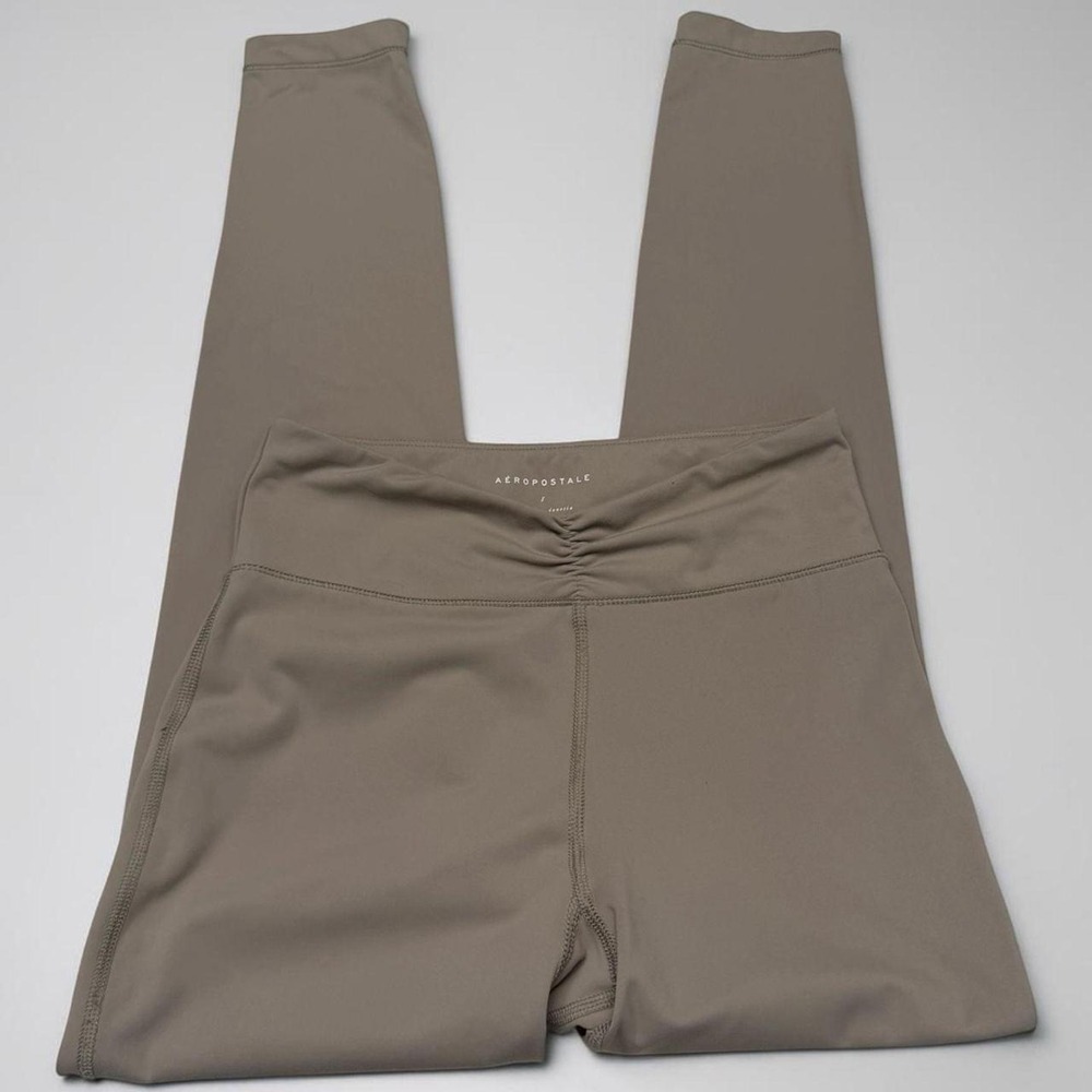 Aeropostale Ruched Waist Leggings Size S Taupe Brown